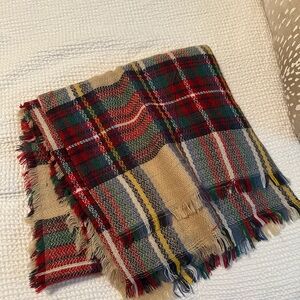 Plaid Fringe Blanket Scarf